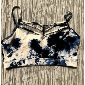 Betsey Johnson Performance Blue White Tie Dye Strappy Sports Bra Bralette - S